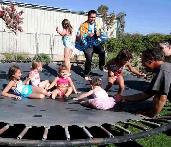 Grandpa put me on the trampoline