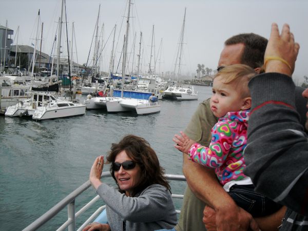 Waving at the people in the boats