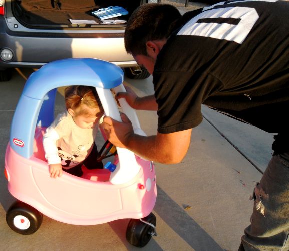 Dadda's holding my car while I get in