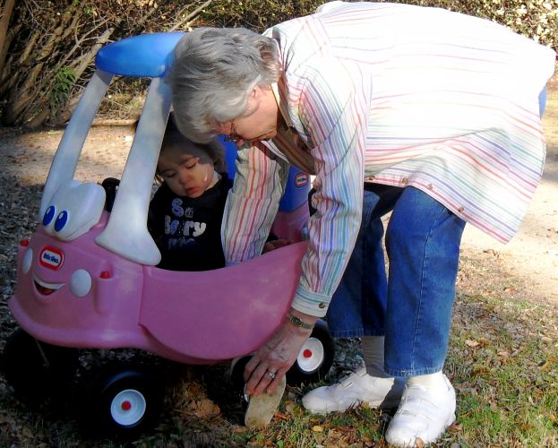 Grammy's putting my shoe back on